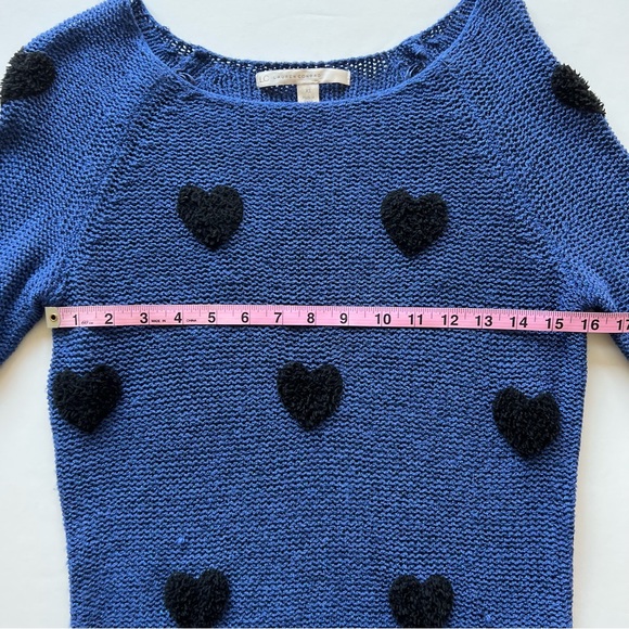 LC Lauren Conrad Blue and Black Heart Sweater, Extra Small - Picture 2 of 9